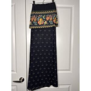 Farm Rio Brazil Fold Over Boho High Slit Maxi Skirt Size Small